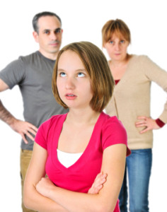 Teenage girl in trouble with parents